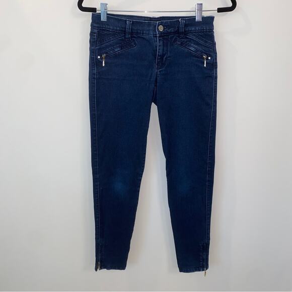WHBM Skinny Leg Ankle Zipper Medium Dark Denim Jeans Size 2R - Picture 1 of 10